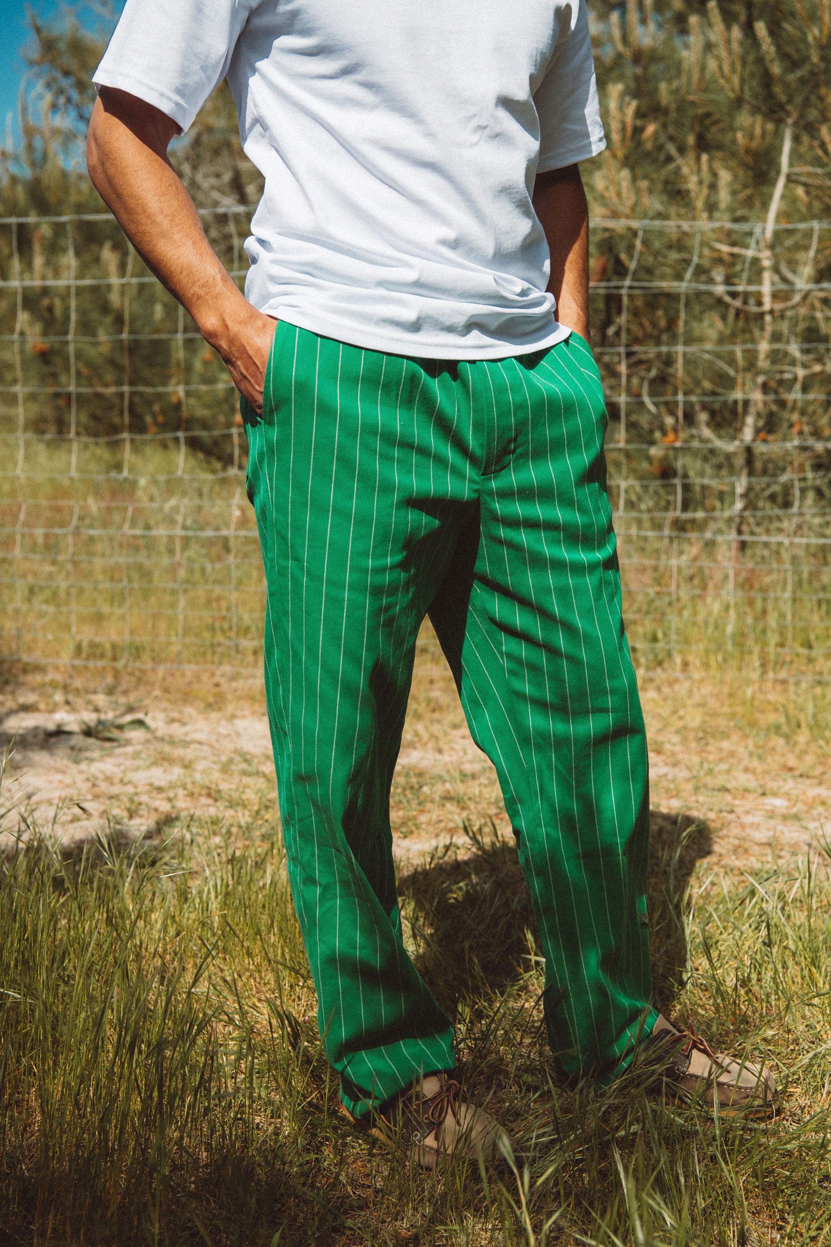 PANTALON ENZO H- Vert rayé