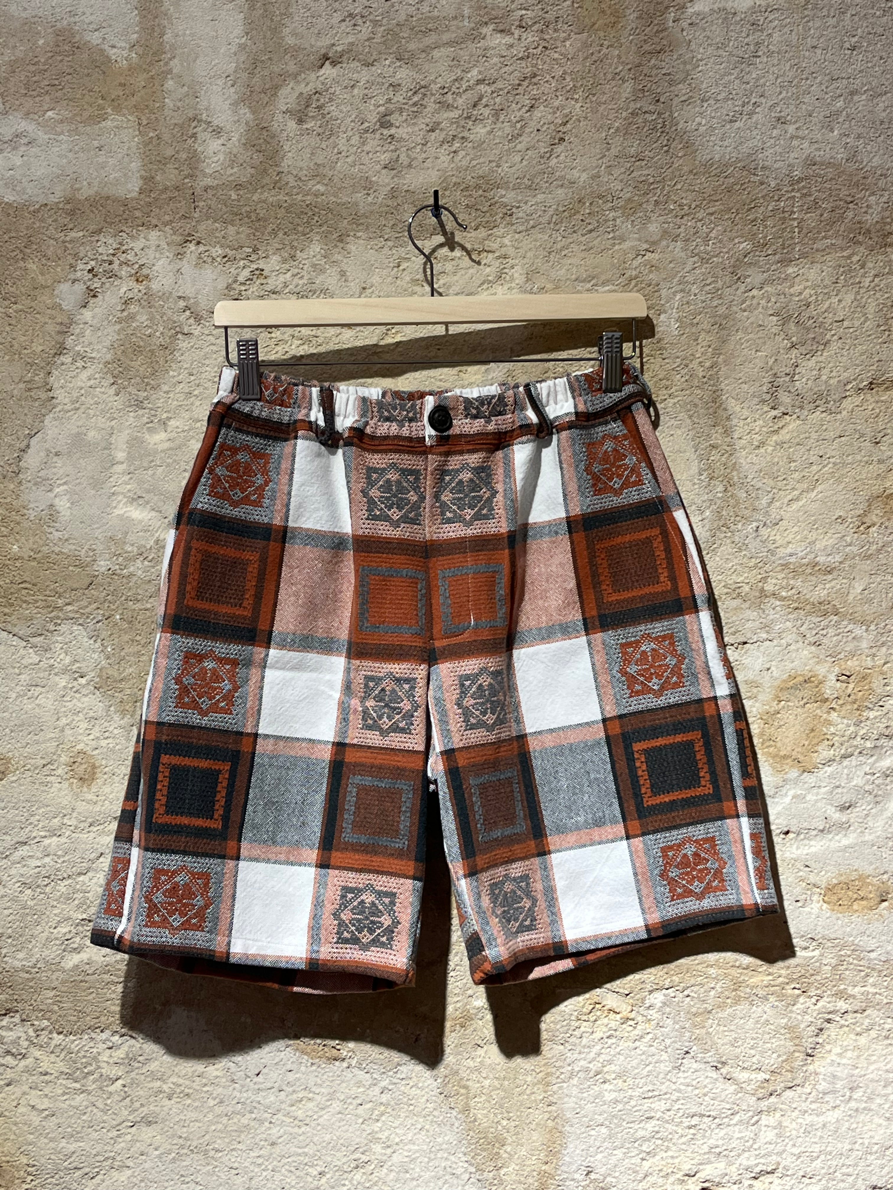 Short homme - Ocre & blanc à motifs