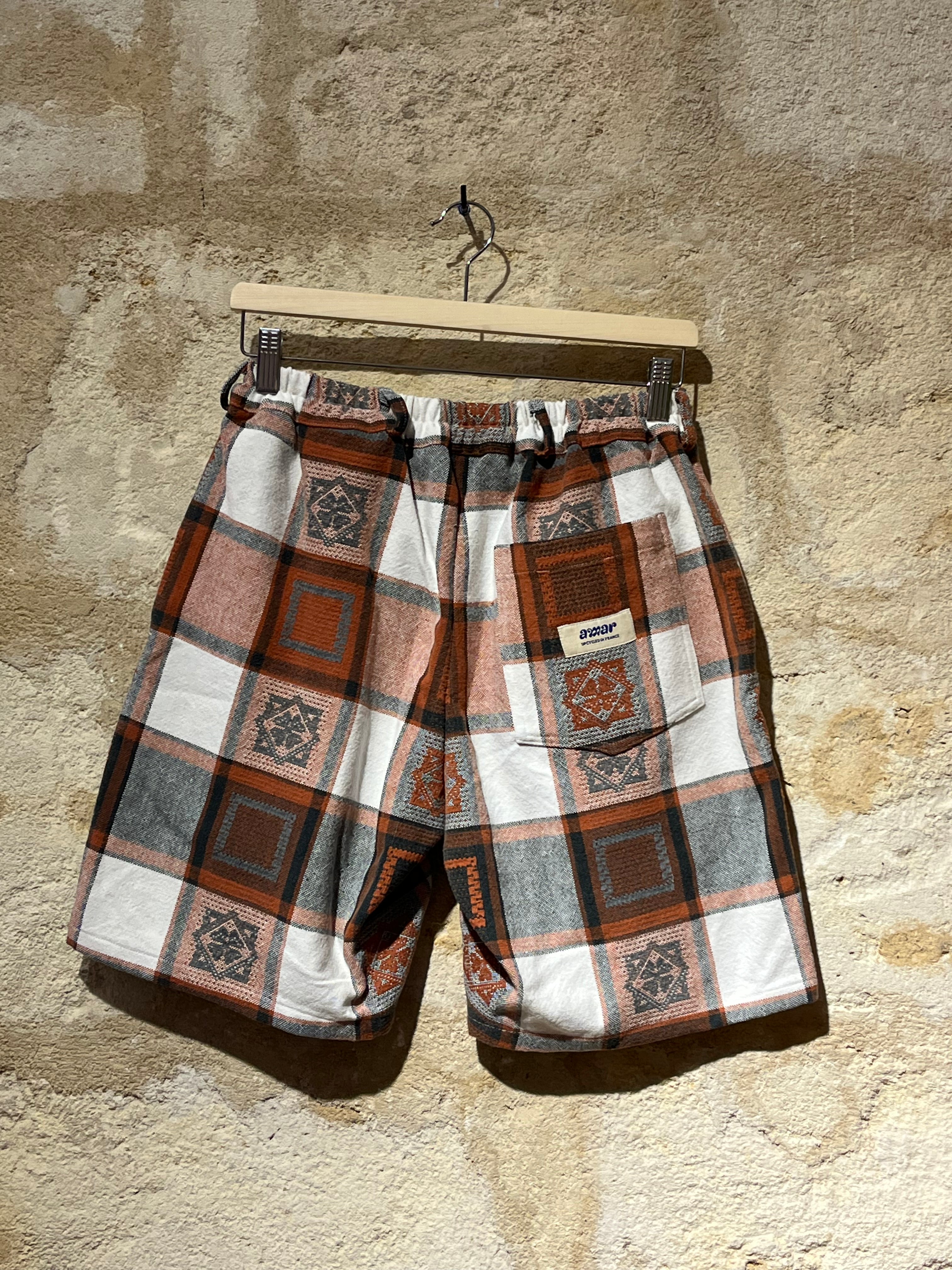 Short homme - Ocre & blanc à motifs