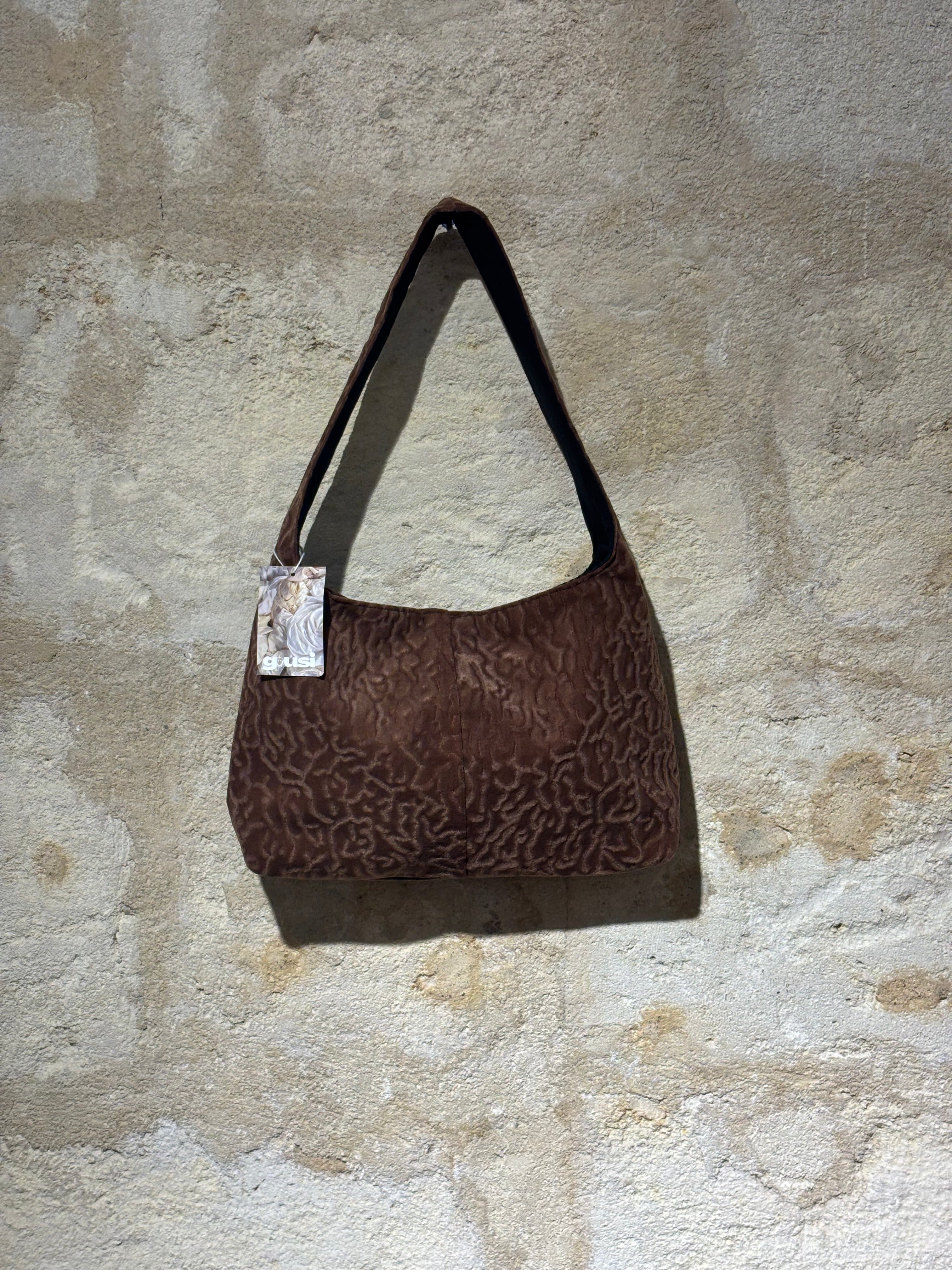 Sac à Main - Petit - Velours marbré chocolat